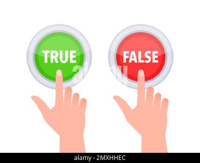 True false button, sign. Check mark and cross. Stock Vector
