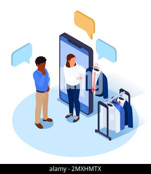 Modern professions isometric concept with young female as digital stylist vector illustration Stock Vector