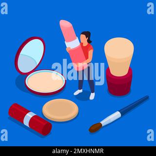 Art and creative professions isometric concept depicting makeup blogger vector illustration Stock Vector