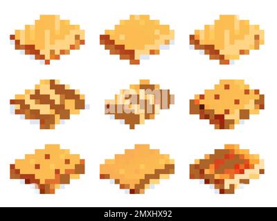 Isometric set of wooden yellow shipping pallet icons isolated vector illustration Stock Vector