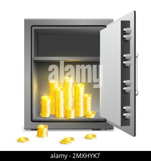 Safe lockers doors concept with security and privacy symbols realistic vector illustration Stock Vector