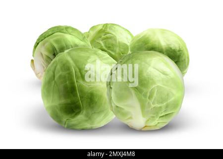 Fresh tasty Brussels sprouts on white background Stock Photo