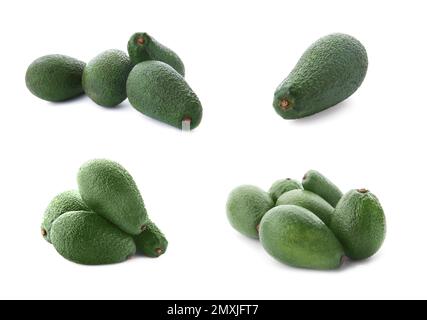 Set of whole avocados on white background Stock Photo