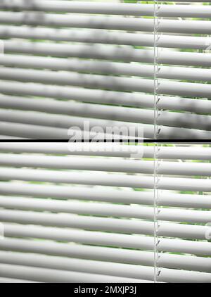 Window blinds before and after cleaning, closeup Stock Photo