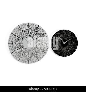 Two beautiful wall clocks isolated on white Stock Photo