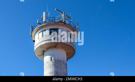 Low angle view of tower against clear blue sky Stock Photo