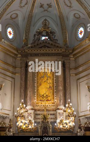 Catholic Christianity, Black Madonna, Byzantine icon, interior, Church of Santa Maria Assunta, Positano, Amalfi Coast, Costiera Amalfitana, Campania, Stock Photo