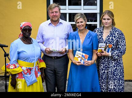 WILLEMSTAD King Willem Alexander Queen Maxima and Princess Amalia attend the Tula Revolt performance at Landhuis Knip on Curacao. The Crown Princess has a two week introduction to the countries of Aru...