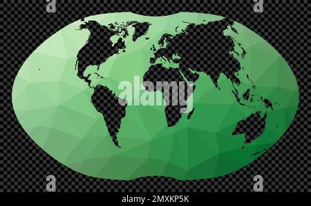 Polygonal map of the world on transparent background. Ginzburg 4 projection. Polygonal map of the world on transparent background. Stencil shape geome Stock Vector