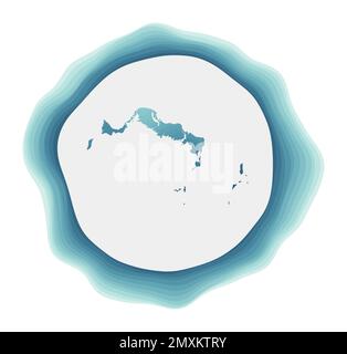 Turks and Caicos Islands logo. Badge of the island. Layered circular sign around Turks and Caicos Islands border shape. Powerful vector illustration. Stock Vector