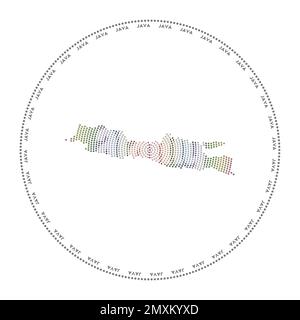Java icon. Round logo with island map and title. Stylish Java badge ...