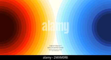 Fire and water abstract circle background. Colorful Red and blue line design. Stock Vector