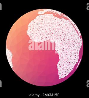 World network map. Satellite (tilted perspective) projection. Wired globe in Satellite projection on geometric low poly background. Vibrant vector ill Stock Vector