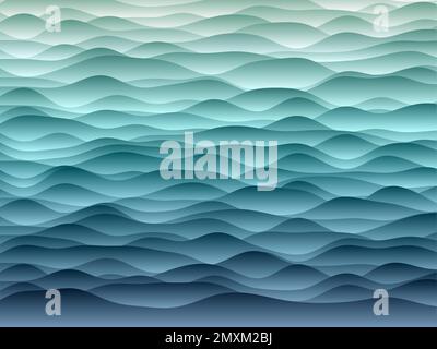 Abstract curves background. Smooth curves with gradients in dark mint colors. Classy vector illustration. Stock Vector