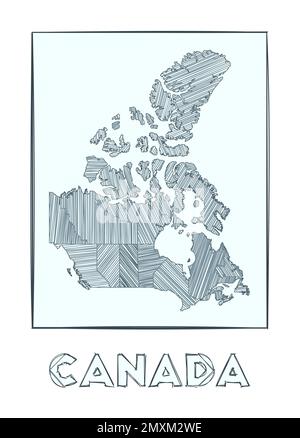 Canada map hand drawn sketch Vector - Sketch Map Of Canada Grayscale Hand Drawn Map Of The Country Filled Regions With Hachure Stripes Vector Illustration 2mxm2we