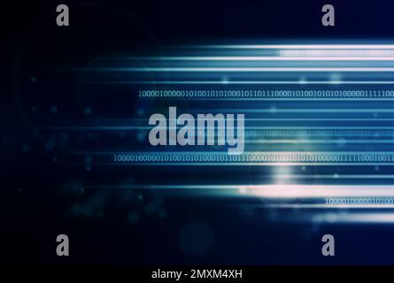 Data in transmission. Cropped view of a data stream against a black background. Stock Photo