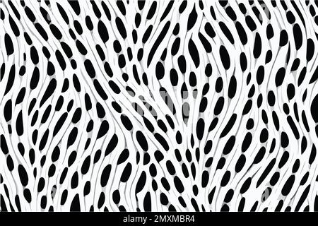 Seamless leopard pattern. Black and white vector background. Stock Vector