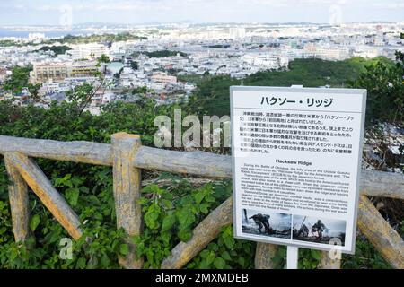 Maeda Escarpment, also known as Hacksaw Ridge, in Naha, Okinawa, Japan. The location was a battleground during World War II. Stock Photo