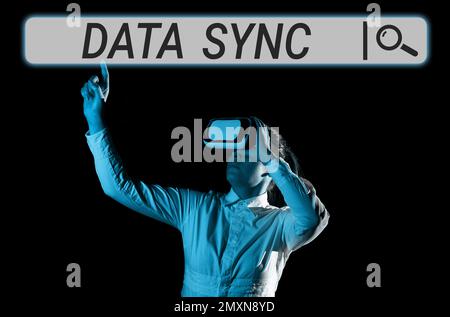 Sign displaying Data Sync. Word for data that is continuously generated by different sources Stock Photo