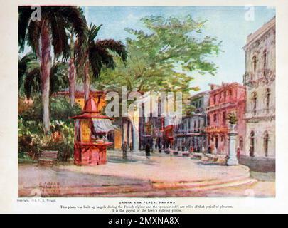 Santa Ana Plaza Panama City from the book Panama and the Canal in picture and prose : a complete story of Panama, as well as the history, purpose and promise of its world-famous canal the most gigantic engineering undertaking since the dawn of time by Willis John Abbot,1863-1934 Published in London ; New York by Syndicate Publishing Co. in 1913 Stock Photo