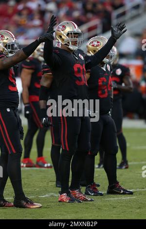 San Francisco 49ers linebacker Arik Armstead (91) and Eric Reid in