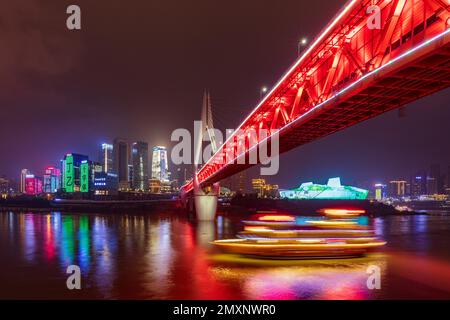 Sichuan chongqing thousand fellow gate bridge at night Stock Photo