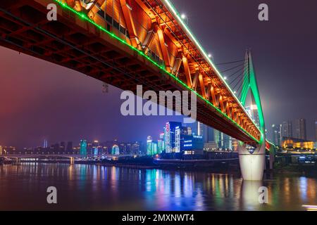 Sichuan chongqing thousand fellow gate bridge at night Stock Photo