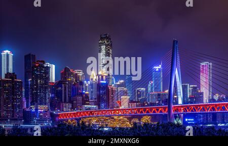 Sichuan chongqing thousand fellow gate bridge at night Stock Photo