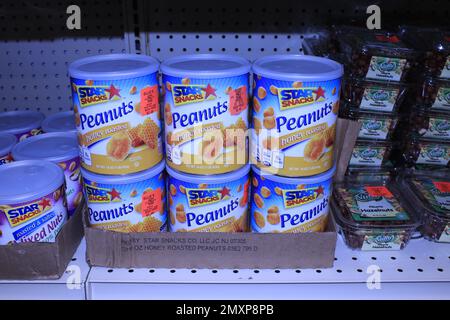 STAR SNACKS Honey Roasted Peanuts shot closeup on a shelf Stock Photo