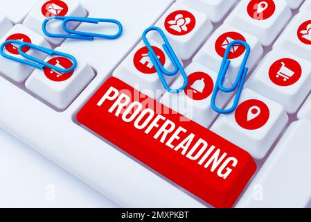 Inspiration showing sign Proofreading, Business concept act of reading and marking spelling, grammar and syntax mistakes Stock Photo