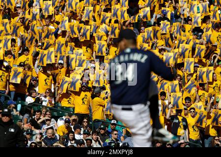 Seattle Mariners King's Court fans cheer a strike out by starting pitcher Felix  Hernandez against the Minnesota Twins in the third inning of a baseball  game Friday, July 26, 2013, in Seattle. (