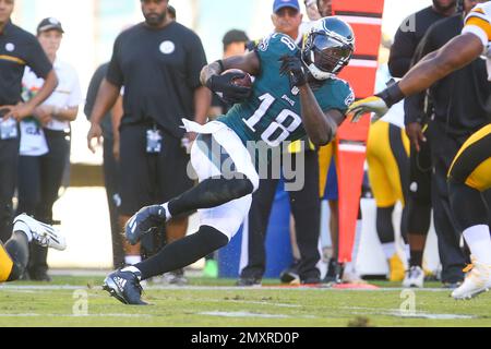 FILE - In this Oct. 30, 2016, file photo, Philadelphia Eagles wide receiver  Dorial Green-Beckham warms up before an NFL football game against the  Dallas Cowboys in Arlington, Texas. Police say the