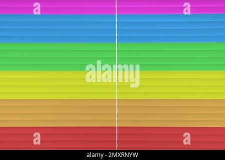 Closed multicolor window blinds as background, closeup view Stock Photo