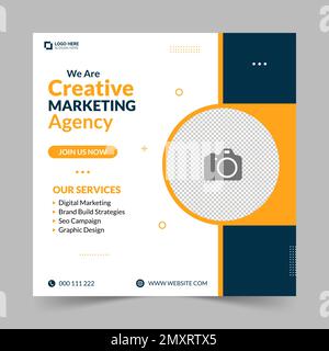 Creative Marketing webinar for social media post. Modern poster suitable for business webinars, marketing webinars, brochure digital banner template o Stock Vector