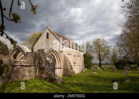 St. Leonard's Old Church in the village of Sutton Veny near Warminster in Wiltshire. Stock Photo