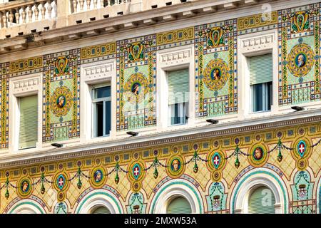 Details of the tileworks of the Palazzo della Luogotenenza austriaca, Trieste, Italy Stock Photo