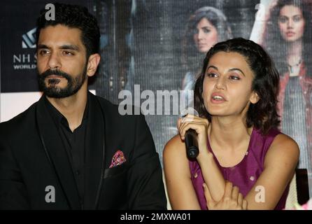 Indian film actor Diljit Dosanjh with Tapsee Pannu pose during trailer  launch of their upcoming film Soorma, the film Biopic of Hockey player  Sandeep Singh in Mumbai Stock Photo - Alamy