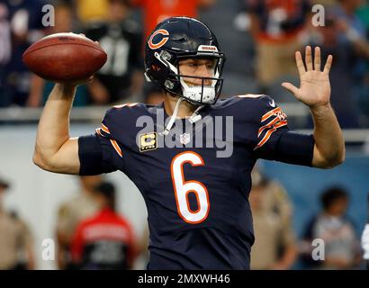 Chicago Bears quarterback Jay Cutler 6 warms up before an NFL