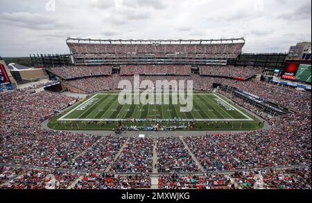 General overhead view of Gillette Stadium prior to an NFL football