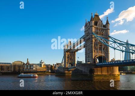 Tower Bridge by river thames  in London, england, UK Stock Photo