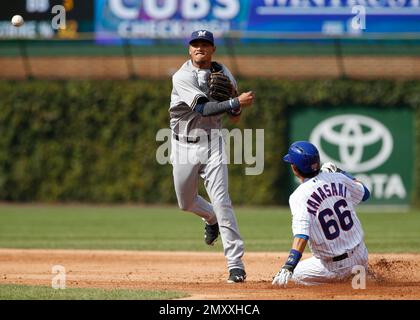 Munenori Kawasaki Game-Used Jersey -- Kawasaki 1 for 2 -- Cubs