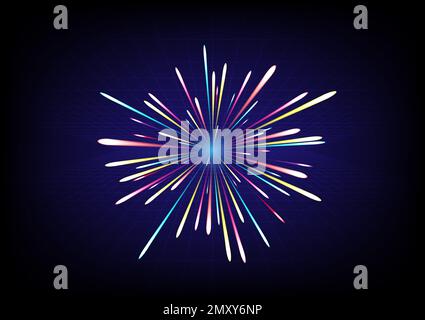 Fireworks on a dark blue background, vector illustration eps10. Stock Vector