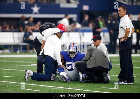 New York Giants defensive back Michael Thomas works out during NFL football  training camp, Thursday, July 26, 2018, in East Rutherford, N.J. (AP  Photo/Julio Cortez Stock Photo - Alamy