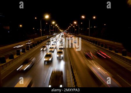 Beijing road traffic at night Stock Photo