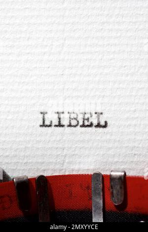 Libel word written with a typewriter Stock Photo - Alamy