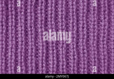 Closeup the Texture of Purple Alpaca Knitted Wool Fabric in Vertical Patterns Stock Photo