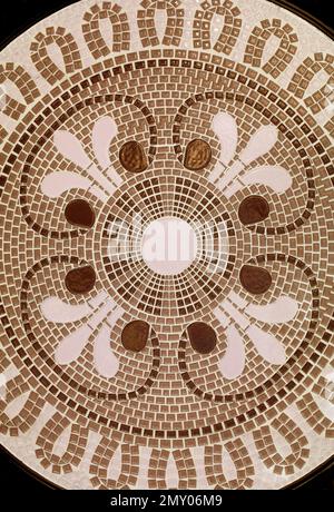 Geometric Pattern of White and Brown Mosaic for Abstract Background Stock Photo