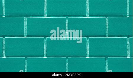 Deep Turquoise Blue Colored Brick Wall for Background or Wallpaper Stock Photo