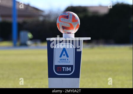 Como, Italy. 4th Feb 2023. Match ball during the Italian Serie B football  match between Calcio Como and Frosinone Calcio on 4 of February 2023 at  stadio Giuseppe Senigallia in Como, Italy.