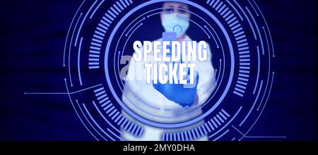 Conceptual display Speeding Ticket, Word Written on psychological test for the maximum speed of performing a task Stock Photo